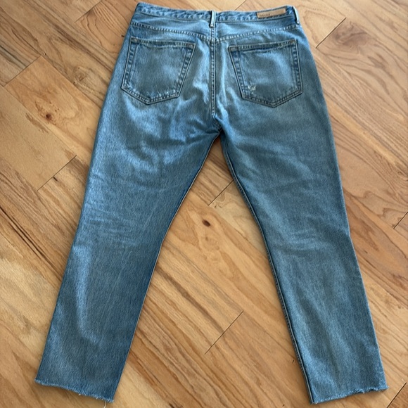 GRLFRND Karolina Button Fly High Rise Straight Leg Raw Hem Distressed jeans 31 - Picture 3 of 13